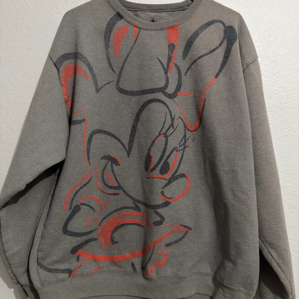 Disney Gray and Red Women's Sweatshirt